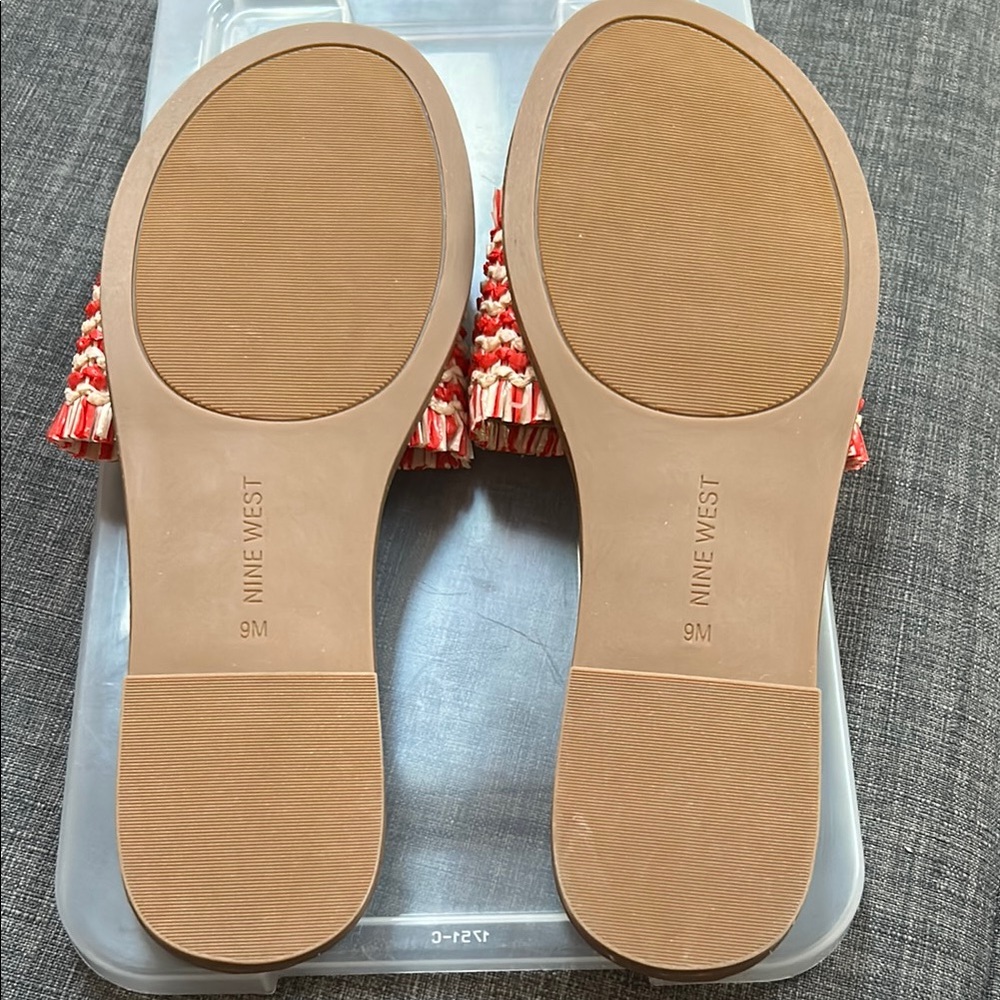 Nine West Red and Cream Slide Sandals - Picture 4 of 4